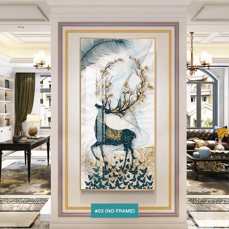Abstract Auspicious Mystical Deer Canvas Prints