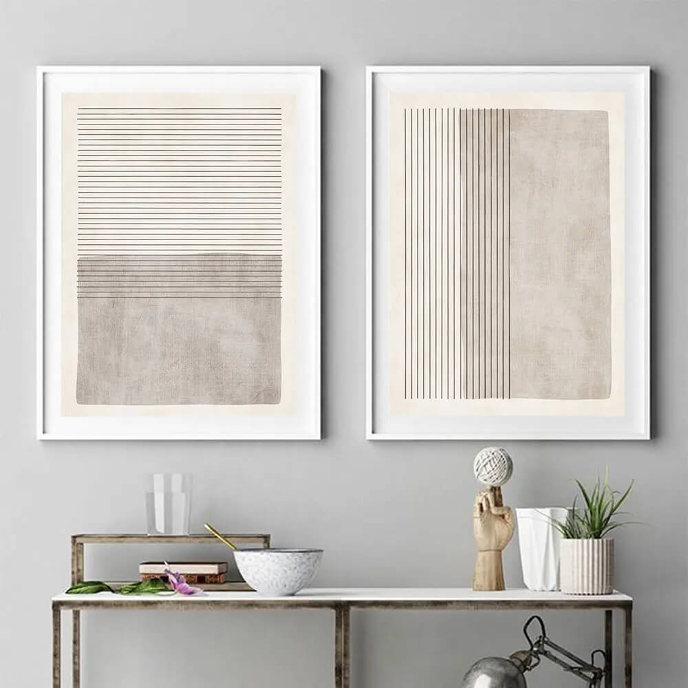 Abstract Nordic Beige Gray Minimalist Canvas Print