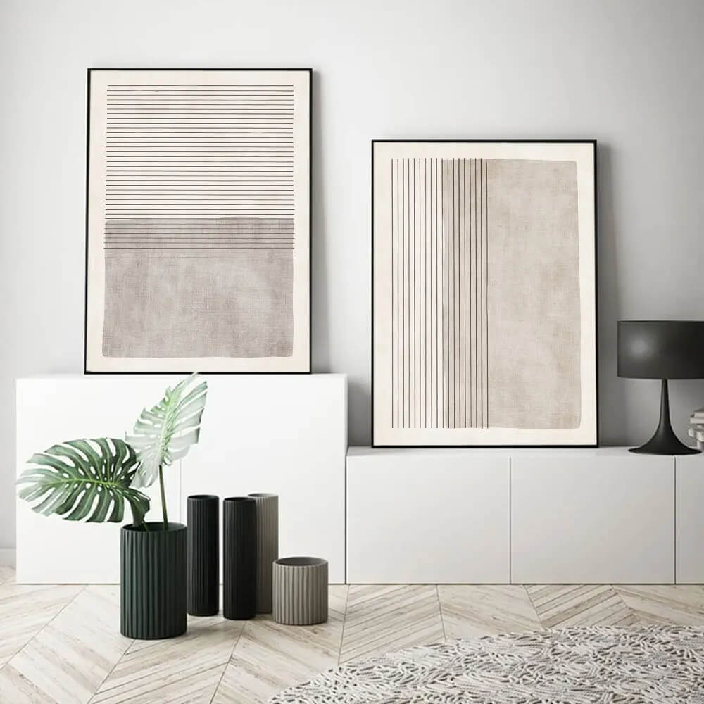 Abstract Nordic Beige Gray Minimalist Canvas Print