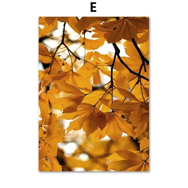 Autumn Forest Deer Pumpkin Leaves Road Large Wall Art