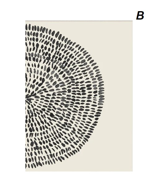 Minimalist Black White Geometric Dot Circle Abstract Canvas Print