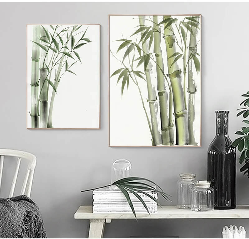 Bamboo Leaf Minimalist Wall Art Canvas Print