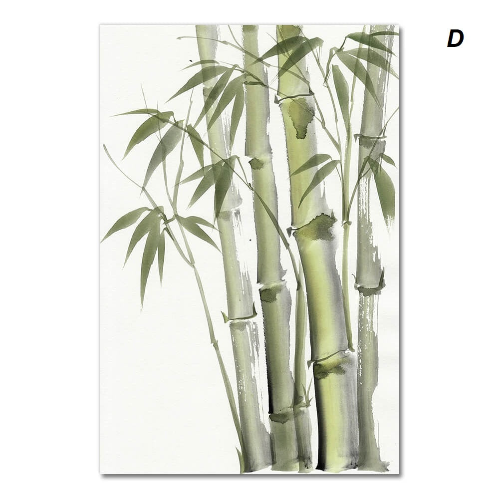 Bamboo Leaf Minimalist Wall Art Canvas Print