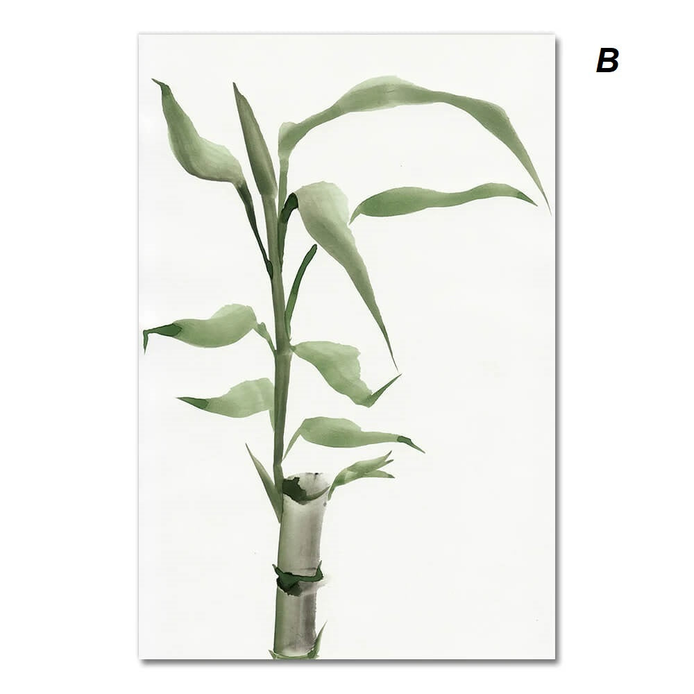 Bamboo Leaf Minimalist Wall Art Canvas Print