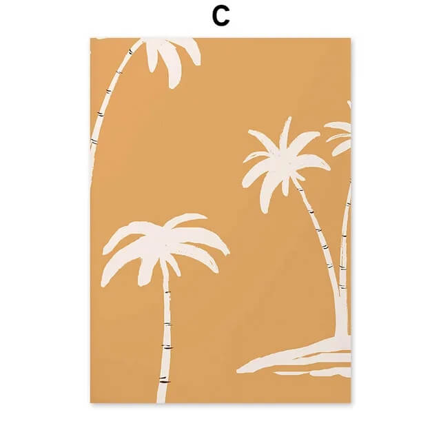Beach Palm Tree Surf Bird Boho Wall Art