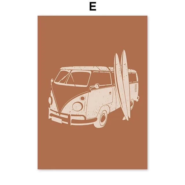 Beach Palm Tree Surf Bird Boho Wall Art