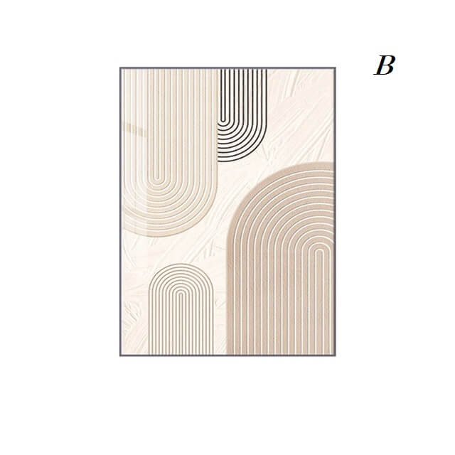 Beige Brown Minimalist Geometric Line Wall Art