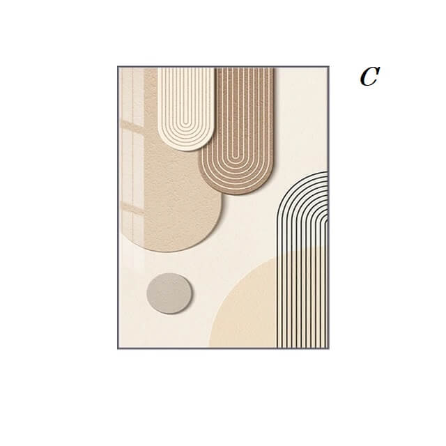 Beige Brown Minimalist Geometric Line Wall Art