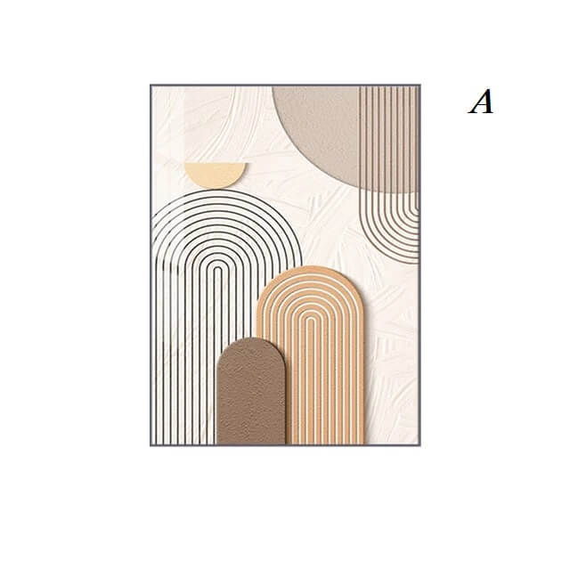Beige Brown Minimalist Geometric Line Wall Art