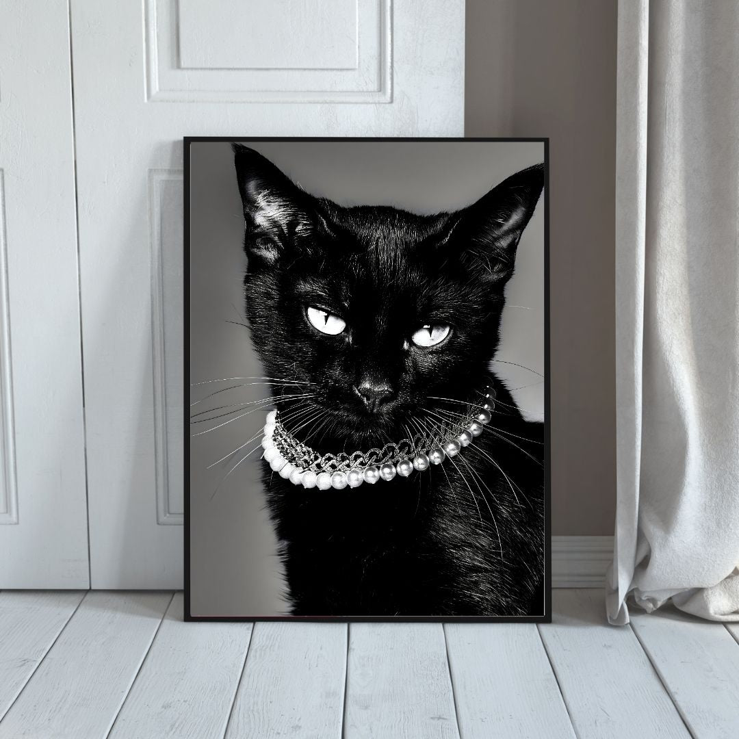 Black Cat Halloween Wall Art Canvas Print
