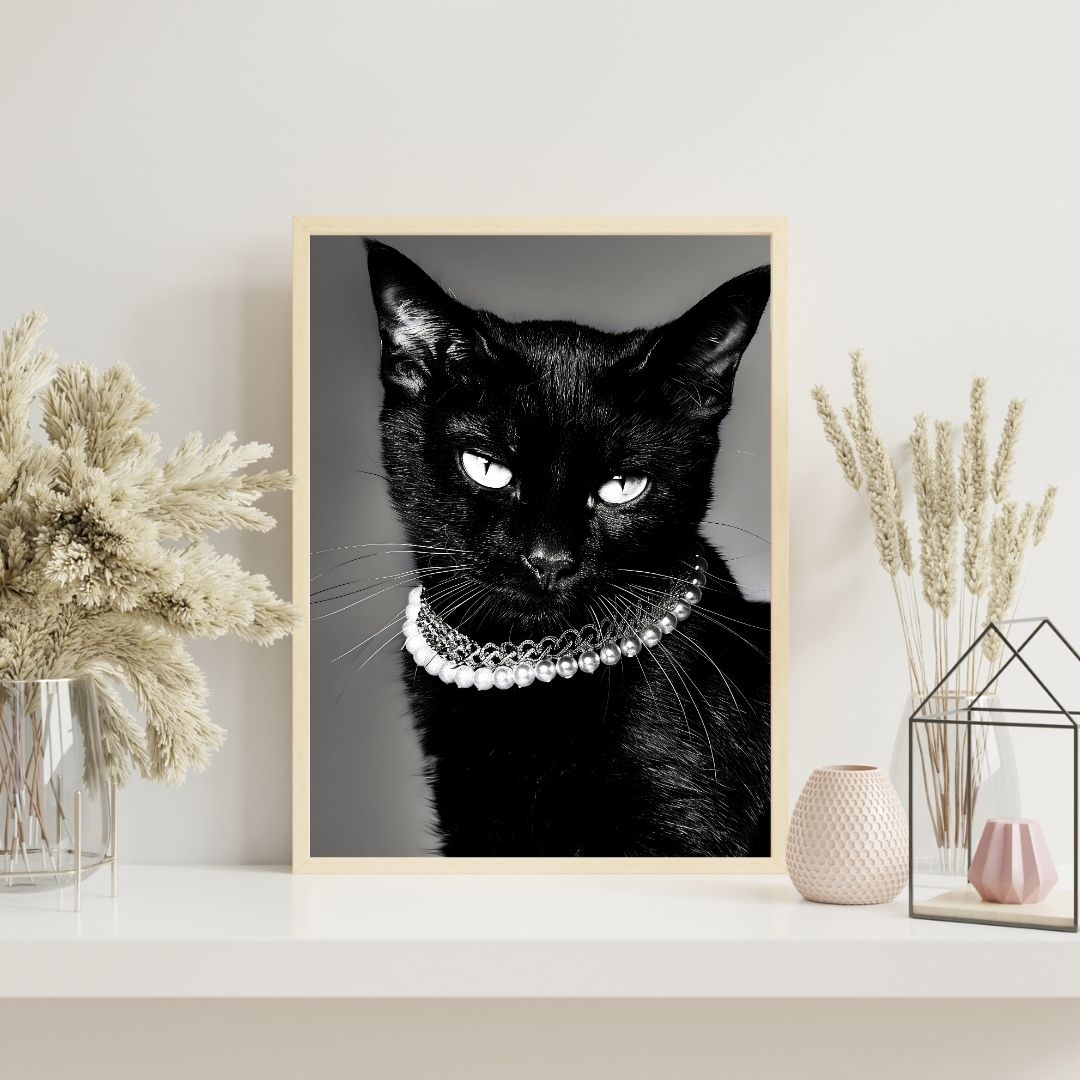 Black Cat Halloween Wall Art Canvas Print