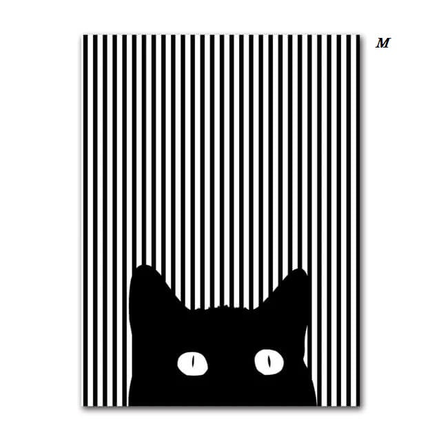 Black And White Cats Line Art Minimalist Canvas Prints