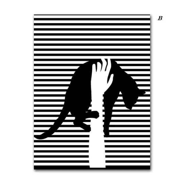 Black And White Cats Line Art Minimalist Canvas Prints