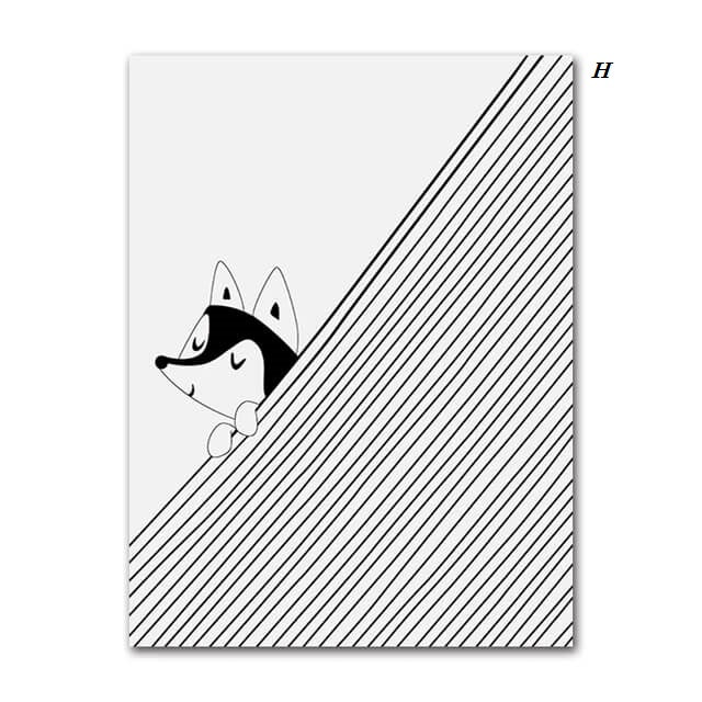 Black And White Cats Line Art Minimalist Canvas Prints