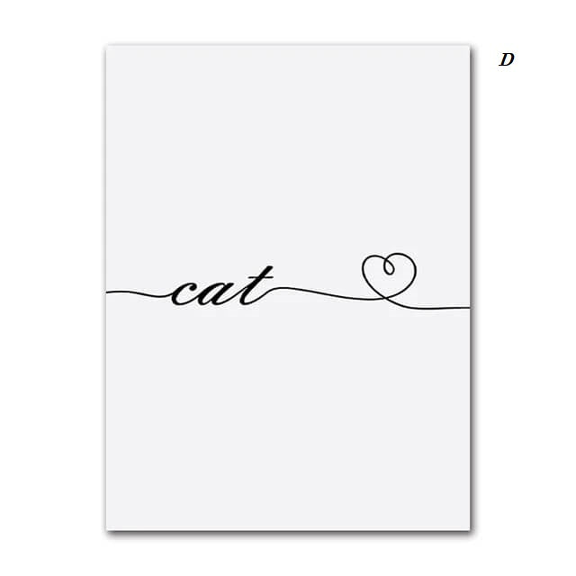 Black And White Cats Line Art Minimalist Canvas Prints