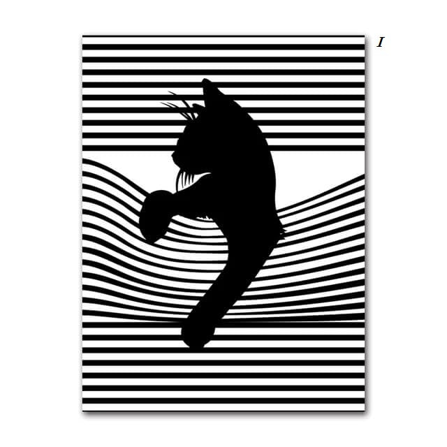 Black And White Cats Line Art Minimalist Canvas Prints