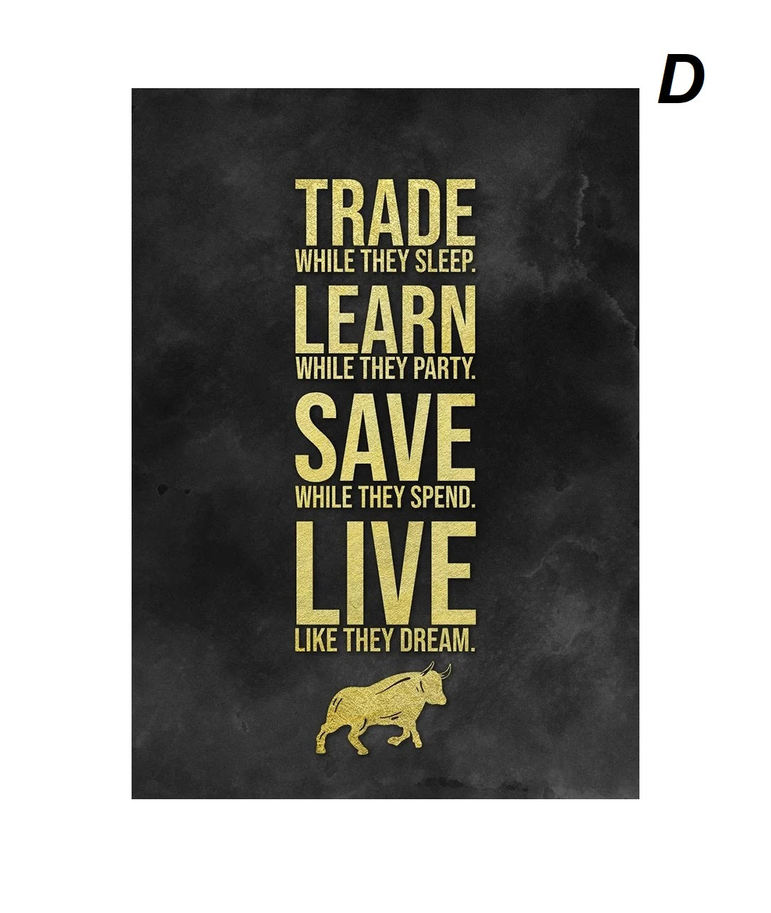 Black And Gold Motivational Stock Market Quotes Canvas Prints