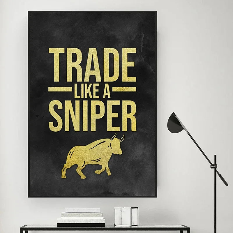Black And Gold Motivational Stock Market Quotes Canvas Prints