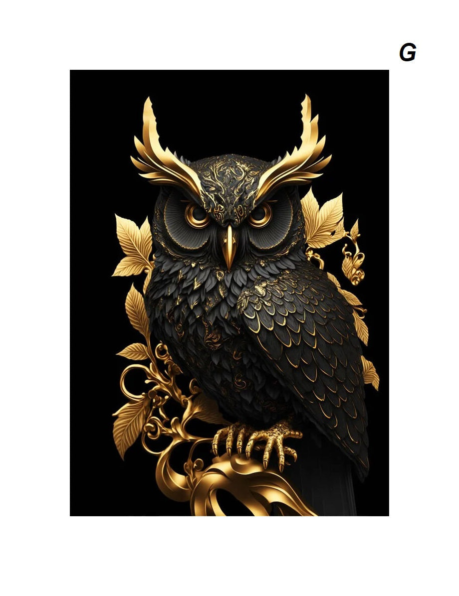 Black Gold Eagle Lion Wild Animals Canvas Wall Art