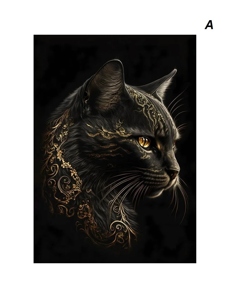 Black Gold Eagle Lion Wild Animals Canvas Wall Art