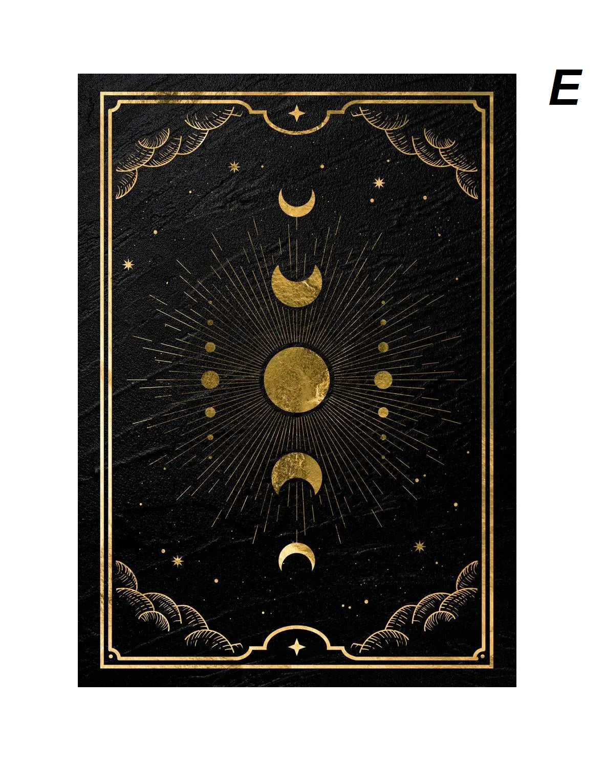 Black Gold Sun Moon Tarot Card Wall Art