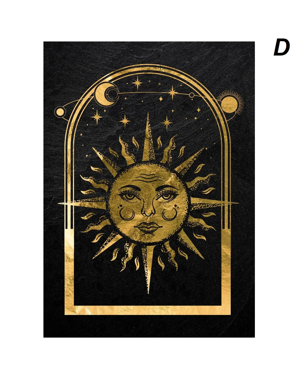 Black Gold Sun Moon Tarot Card Wall Art