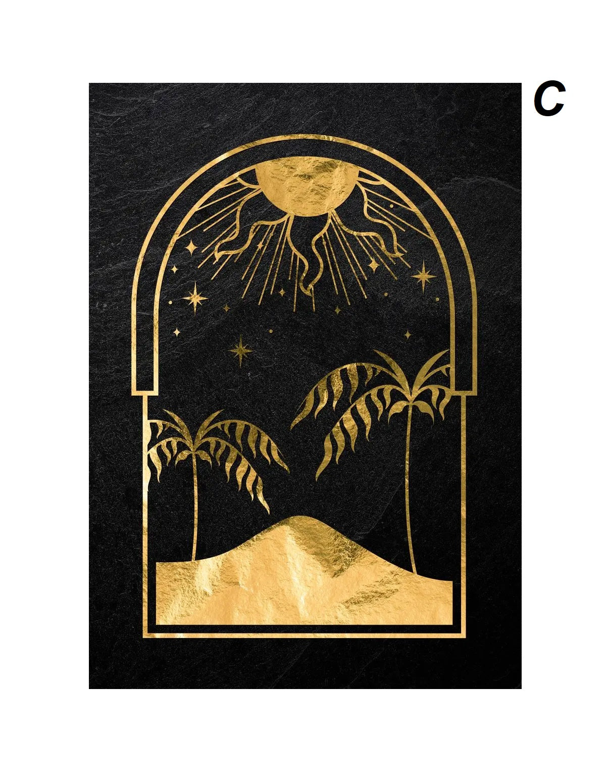Black Gold Sun Moon Tarot Card Wall Art