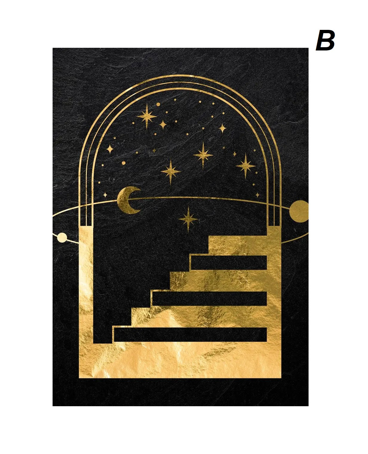 Black Gold Sun Moon Tarot Card Wall Art