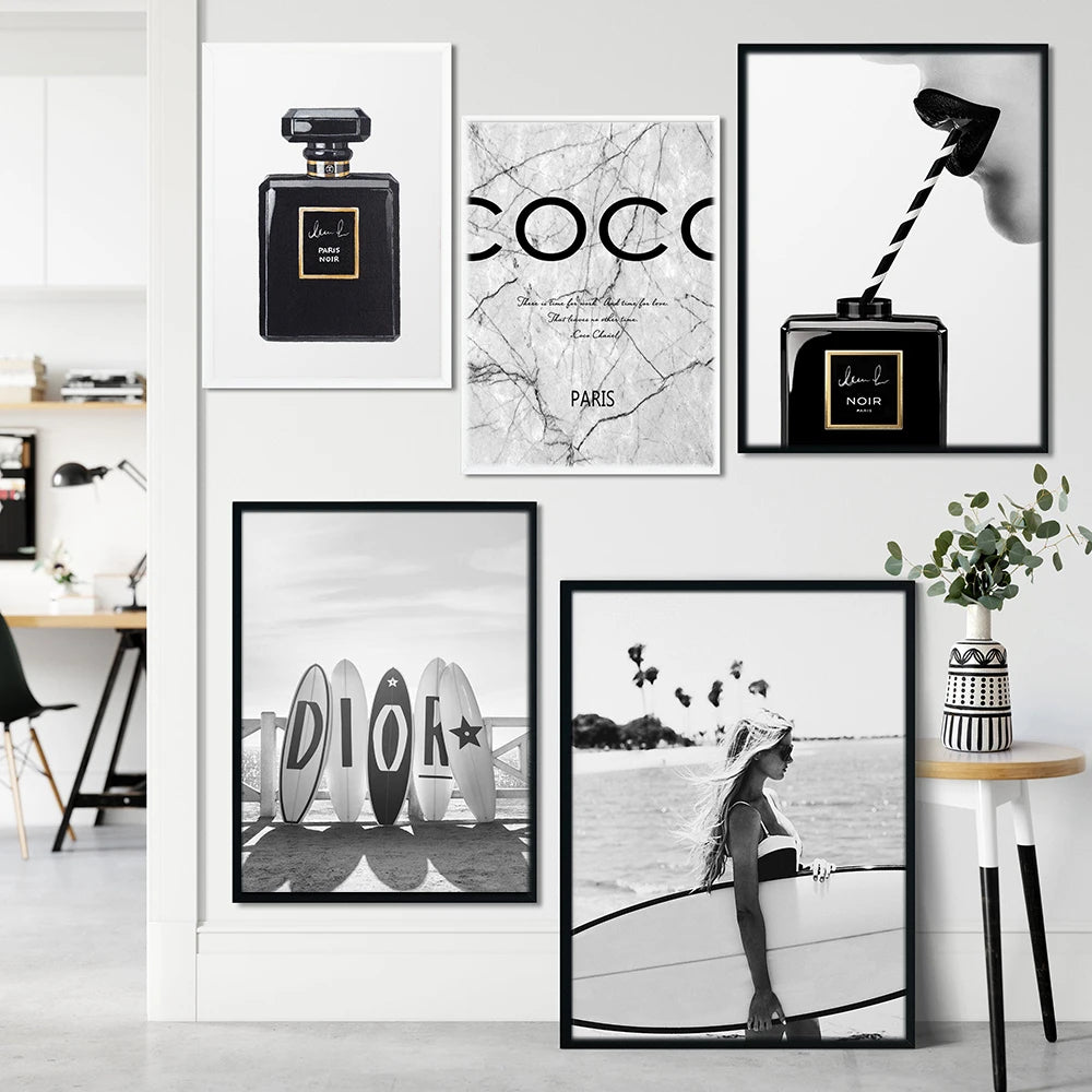 Black White Fashion Coco Chanel Wall Art Prints