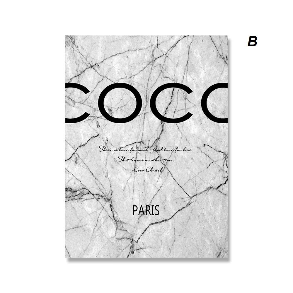 Black White Fashion Coco Chanel Wall Art Prints