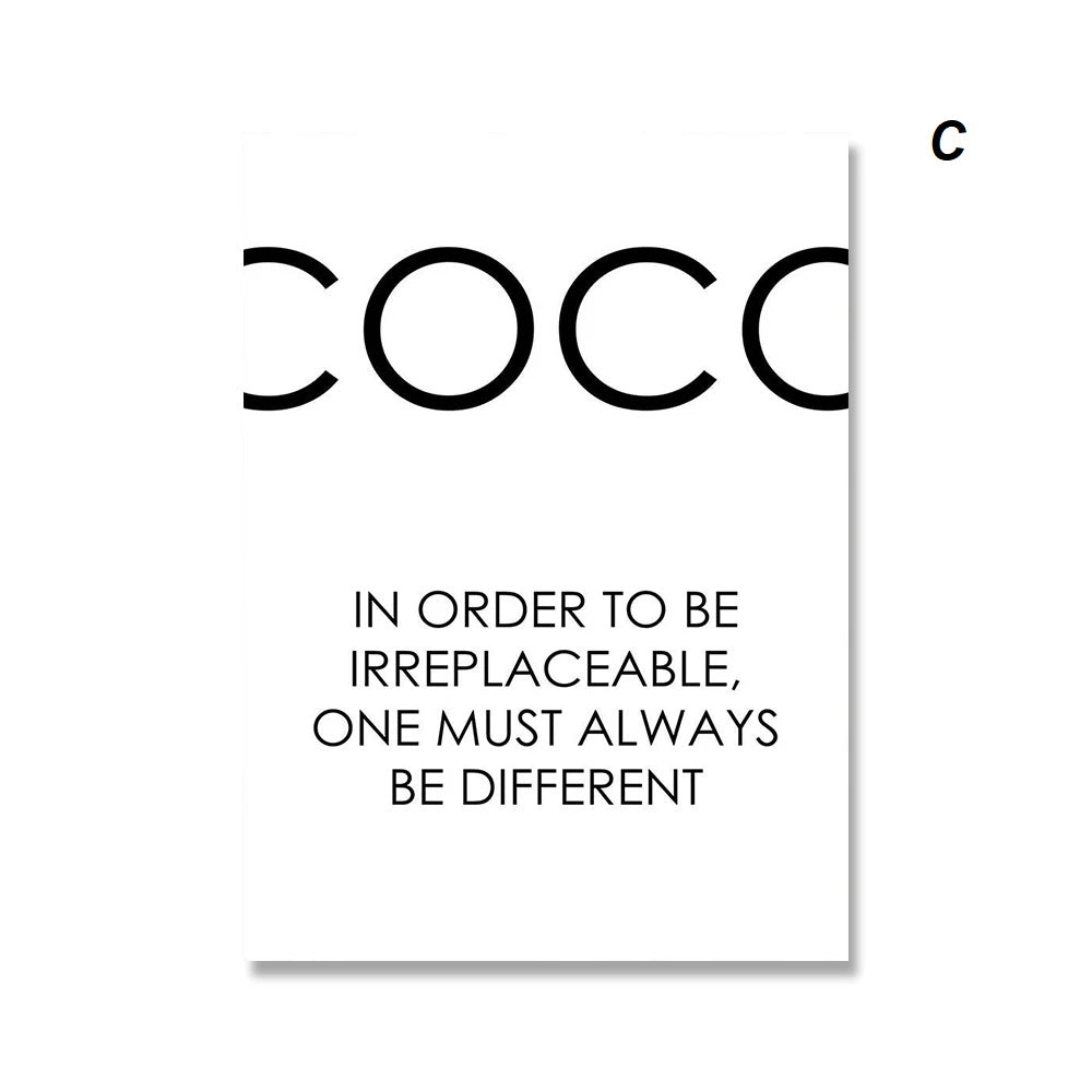 Black White Fashion Coco Chanel Wall Art Prints