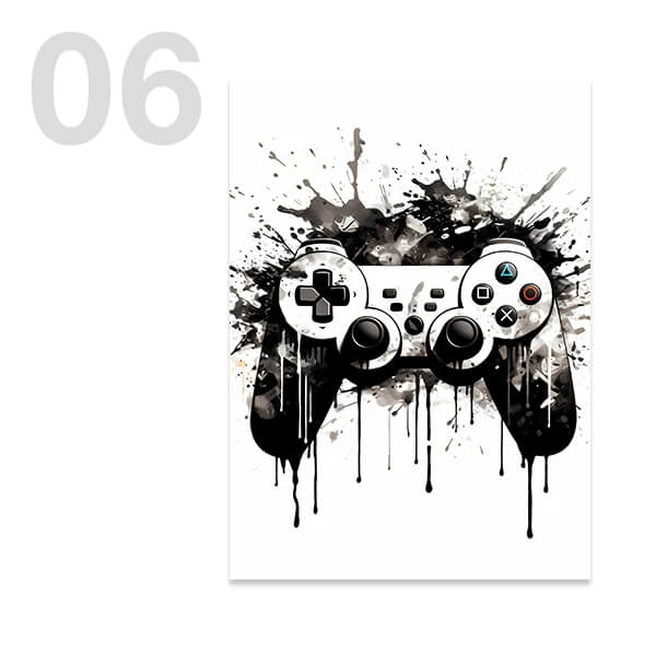 Black White Game Controller Minimalist Wall Art