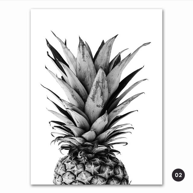 Black White Pineapple Minimalist Love Quote Canvas Prints