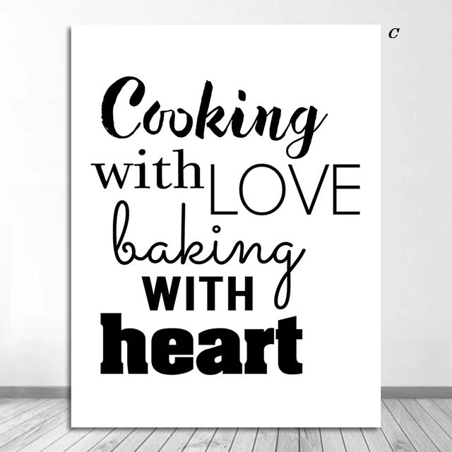 Black and White Cooking Quotes Canvas Prints