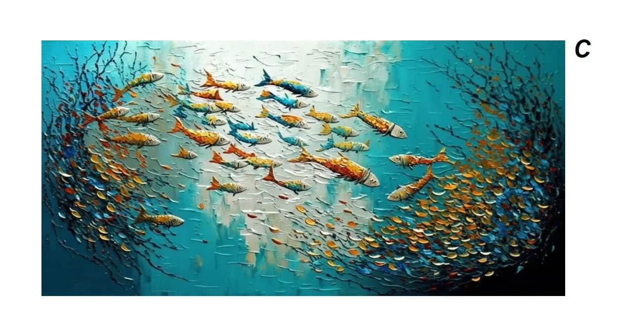 Blue Sea Fish Marine Wall Art