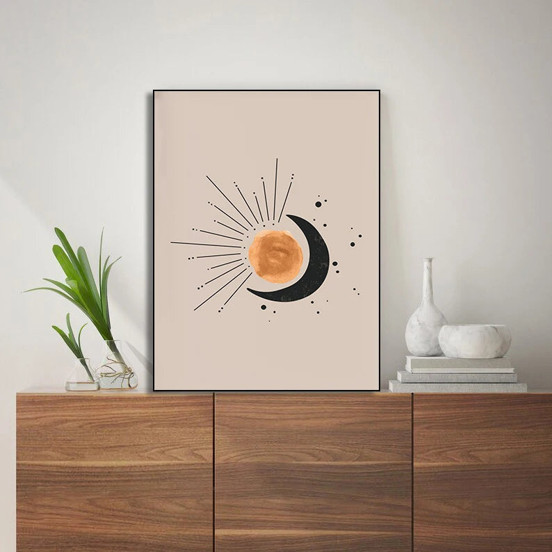 Bohemian Sun Mid Century Boho Canvas Print Wall Art