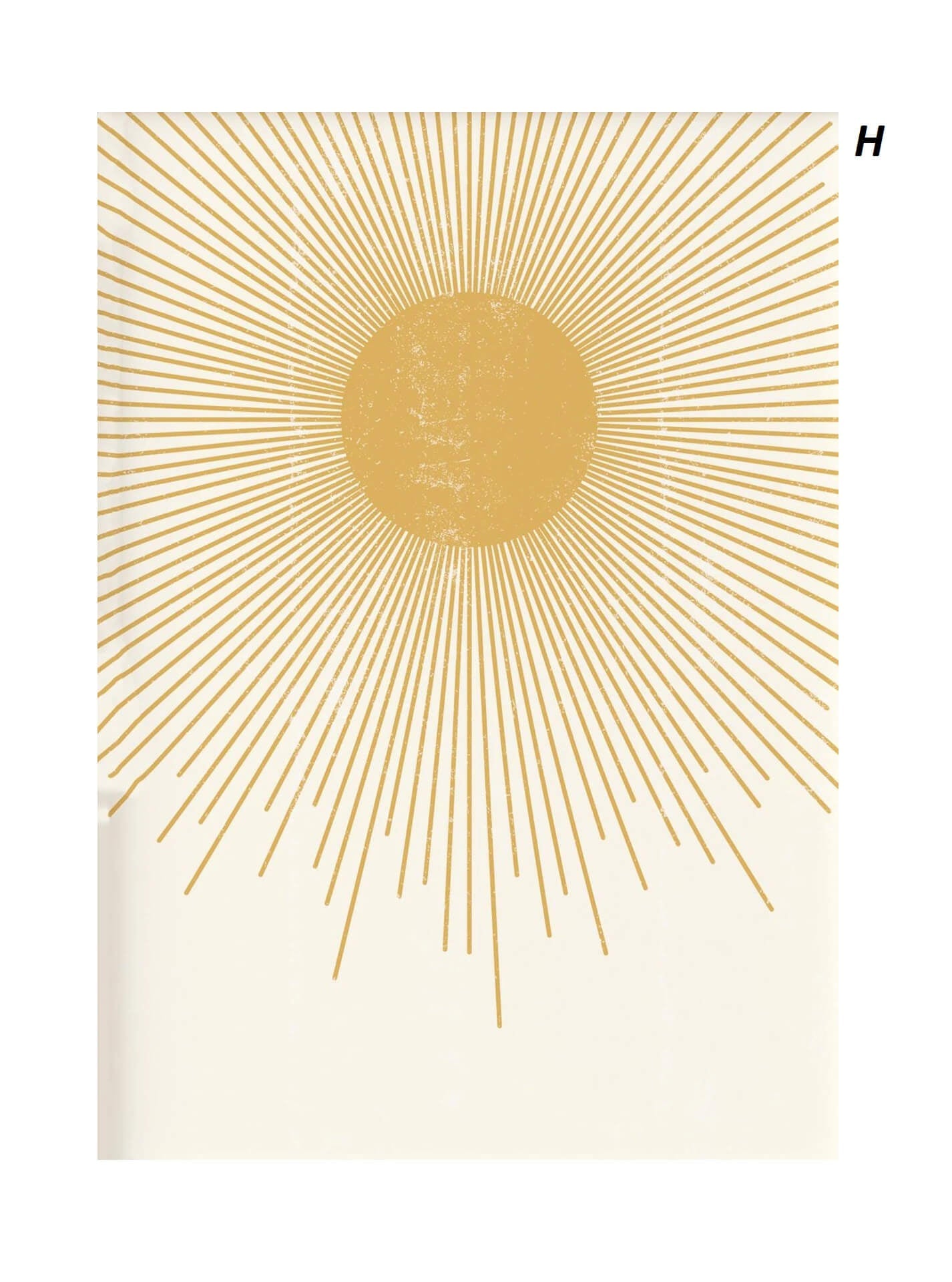 Poster with gold sunburst design on a white background