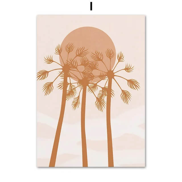 Boho Abstract Sea Beach Landscape Girl Canvas Prints