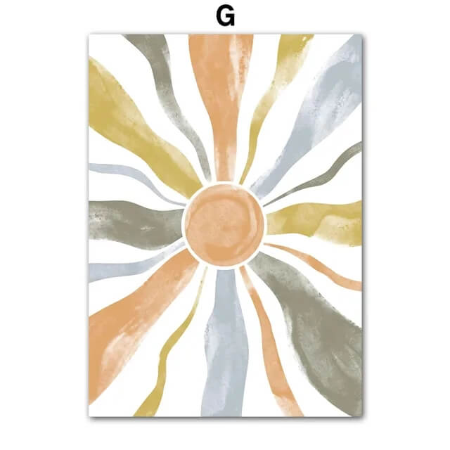 Boho Minimalist Beach Monstera Leaf Sun Rainbow Canvas Prints