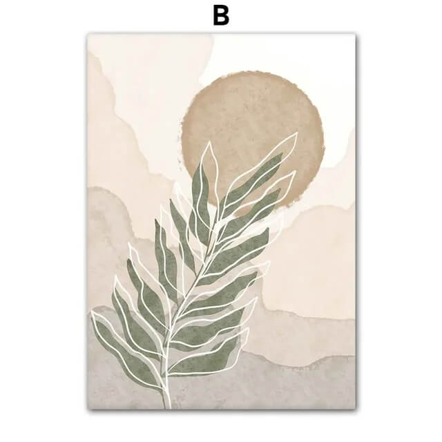 Boho Minimalist Beach Monstera Leaf Sun Rainbow Canvas Prints