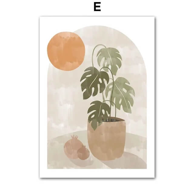 Boho Minimalist Beach Monstera Leaf Sun Rainbow Canvas Prints