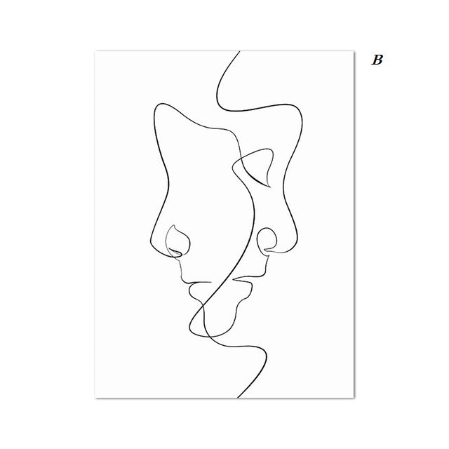 Abstract Couple Minimalist Line Art Canvas Prints