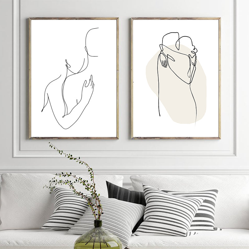 Abstract Couple Minimalist Line Art Canvas Prints