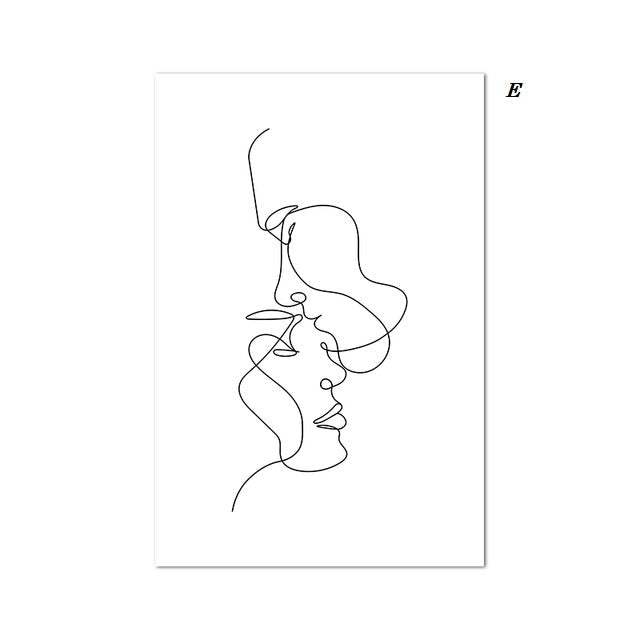 Abstract Couple Minimalist Line Art Canvas Prints