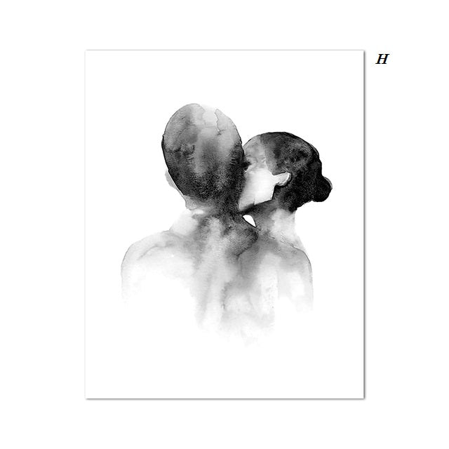 Abstract Couple Minimalist Line Art Canvas Prints