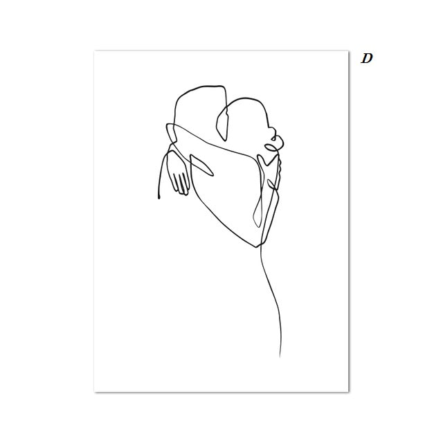 Abstract Couple Minimalist Line Art Canvas Prints