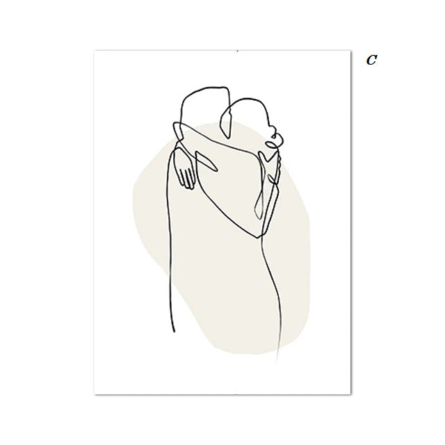 Abstract Couple Minimalist Line Art Canvas Prints