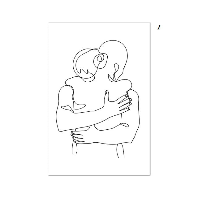Abstract Couple Minimalist Line Art Canvas Prints