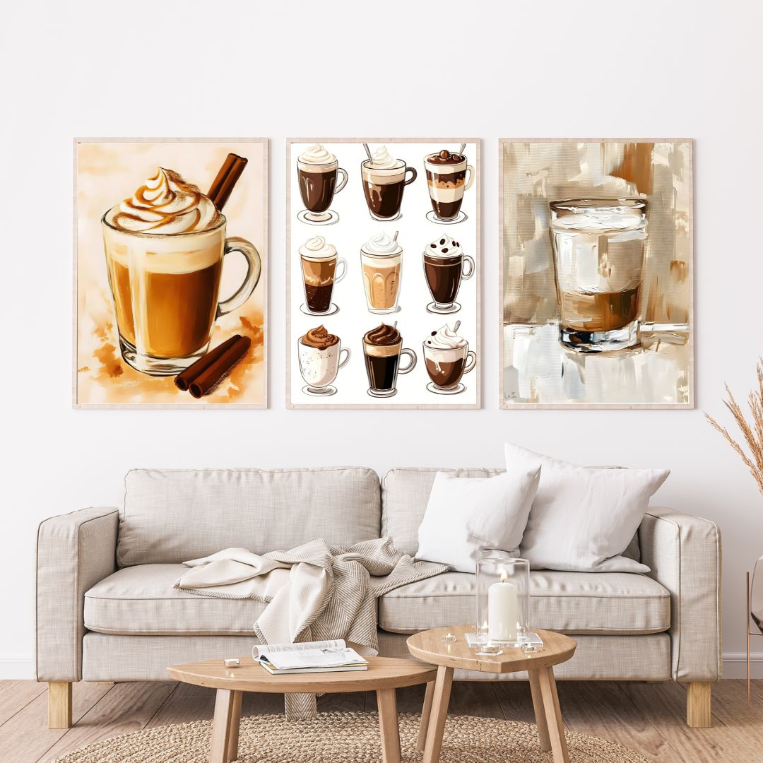 Coffee Retro Cappuccino Coffee Beans Espresso Machine Gallery Wall Art