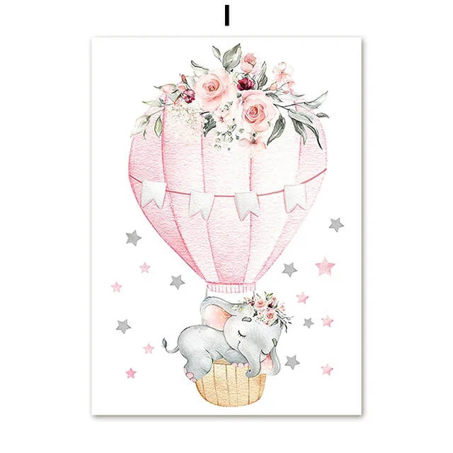 Custom Name Elephant Hot Air Balloon Canvas Prints